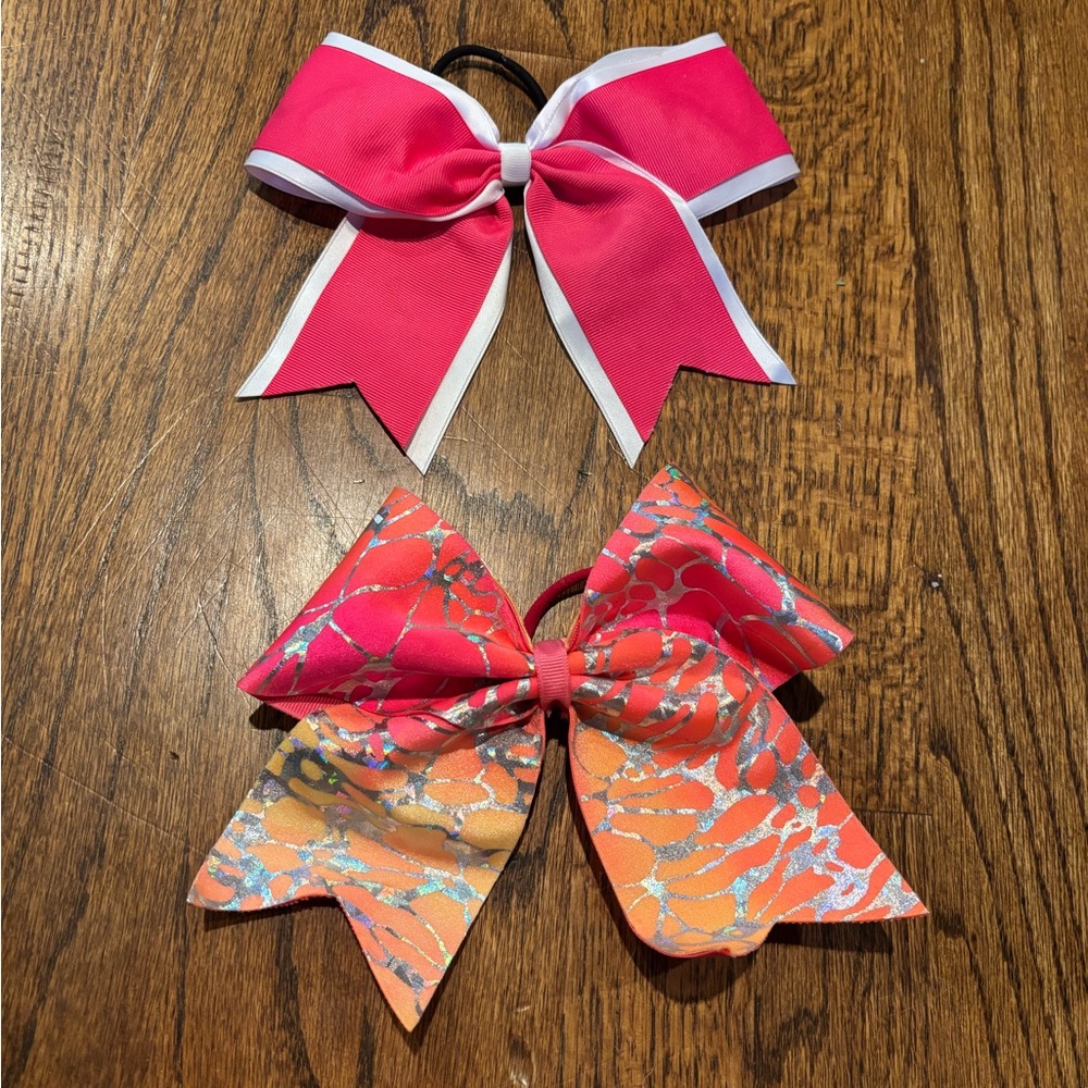Pink and Orange Cheer Bows